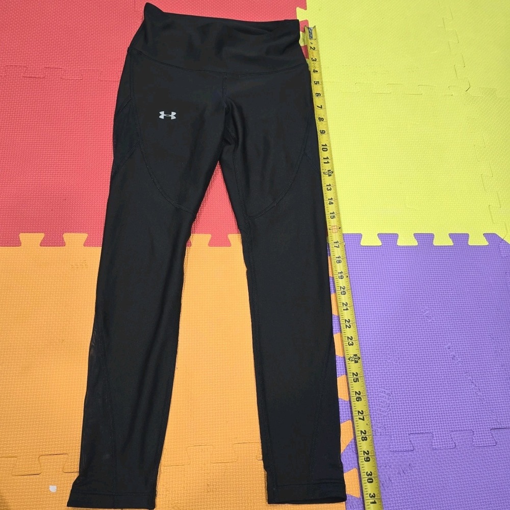 Under Armour HeatGear Compression Leggings Women's XS Black Mesh Panels Athletic